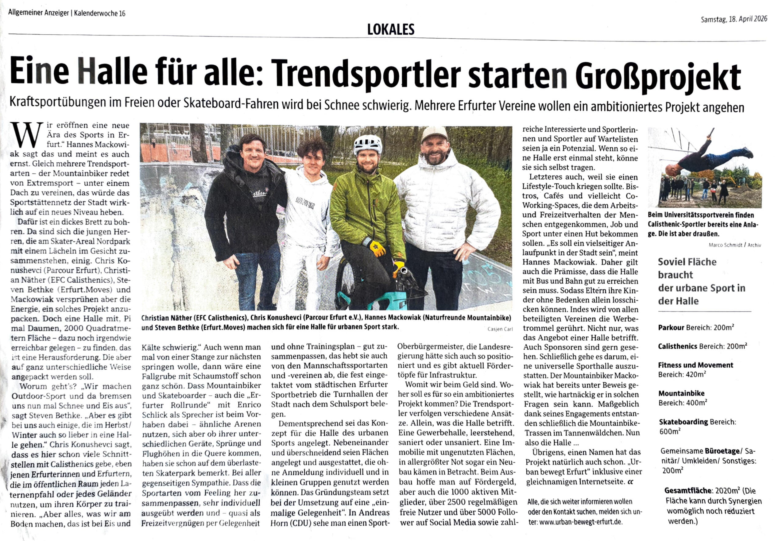 Eine Halle für alle - Allgemeiner Anzeiger 18.04.2026
